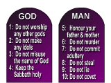 The Ten Commandments summarised on two tablets